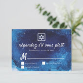 Bar Bat Mitzvah Modern Blue Watercolor RSVP Karte (Stehend Vorderseite)