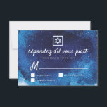 Bar Bat Mitzvah Modern Blue Watercolor RSVP Karte<br><div class="desc">Besteht aus spielerischer Schrift- und Serifentypografie; Alle vor einem Hintergrund von blauem Aquarellhintergrund. Dieses wurde von Select Party Supplies entworfen,  exklusiv für Zazzle. Abrufbar unter: http://www.zazzle.com/store/selectpartysupplies</div>