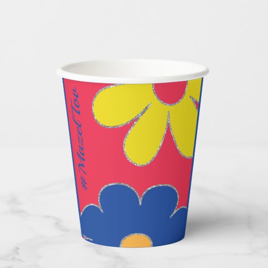 Bar Bat Mitzvah Paper Cup Hippie-Blume Pappbecher (Vorderseite)