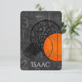 Bar Bat Mitzvah RSVP Card Basketball Thema (Stehend Vorderseite)