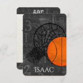 Bar Bat Mitzvah RSVP Card Basketball Thema (Vorne/Hinten)