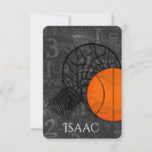 Bar Bat Mitzvah RSVP Card Basketball Thema (Vorderseite)