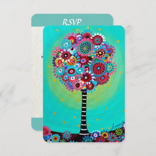 Bar Bat Mitzvah RSVP Card Tree of Life Einladung (Vorne/Hinten)