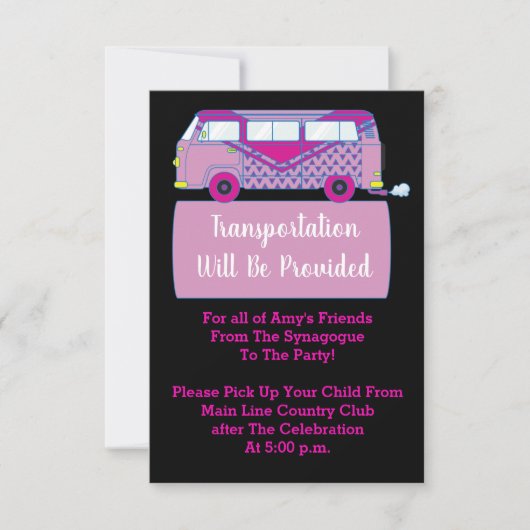 Bar Bat Mitzvah Transport Mini Bus Card Einladung (Vorderseite)