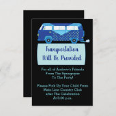 Bar Bat Mitzvah Transportation Mini-Buskarte Einladung (Vorne/Hinten)