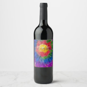 Bar Bat Mitzvah Wein Flasche Etikett Krawatte Dyed