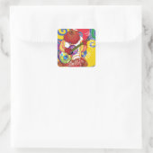 Bar Bat Mitzvah Wirbel Hippie Bear Square Sticker (Tasche)