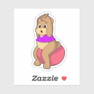 Bär bei Fitness mit Übungsball.PNG Aufkleber