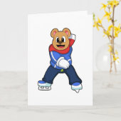 Bär bei Ice Skaten mit Eiswürfel Karte (Gelbe Blume)