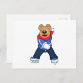 Bär bei Ice Skaten mit Ice-Skaten Postkarte (Vorne/Hinten)