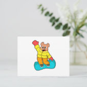 Bär bei Snowboard-Sportarten Postkarte (Stehend Vorderseite)
