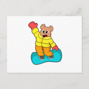 Bär bei Snowboard-Sportarten Postkarte
