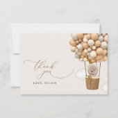 Bär, Beige Balloons, Heißluftballon, Babydusche Dankeskarte (Vorderseite)