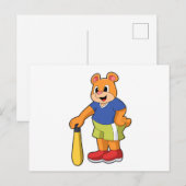 Bär beim Baseball mit Baseballschläger Postkarte (Vorne/Hinten)