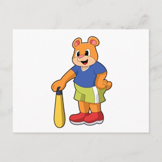 Bär beim Baseball mit Baseballschläger Postkarte (Vorderseite)