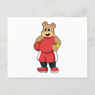 Bär beim Basketball-Sport Postkarte