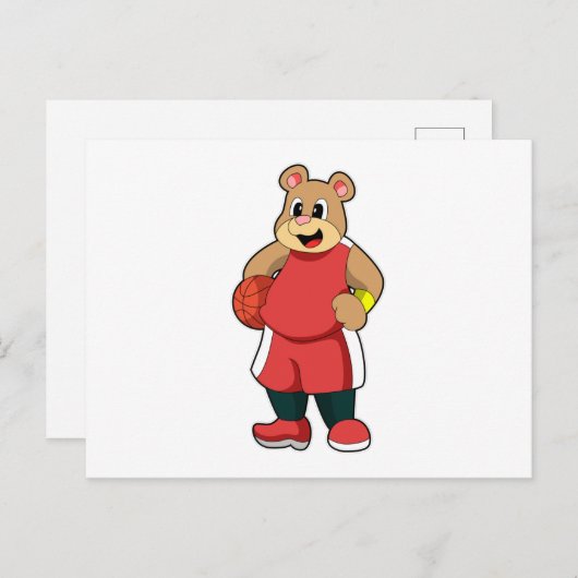 Bär beim Basketball Sports Postkarte (Vorne/Hinten)