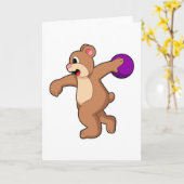 Bär beim Bowling mit Bowlingkugel Karte (Gelbe Blume)