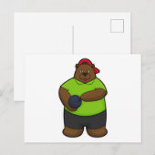 Bär beim Bowling mit Bowlingkugel Postkarte (Vorne/Hinten)