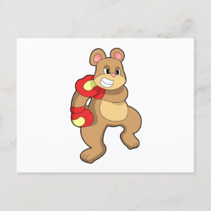 Bär beim Boxen mit Boxhandschuhen Postkarte