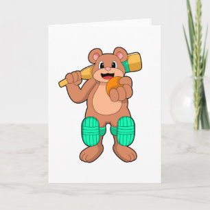Bär beim Cricket mit Cricket-Schläger Karte