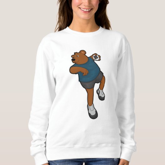 Bär beim Handballspieler mit Handball Sweatshirt (Vorderseite)