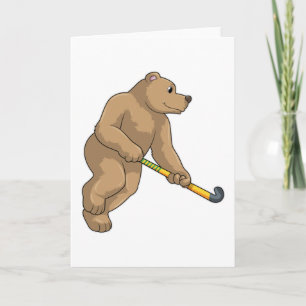 Bär beim Hockey mit Hockeyschläger Karte