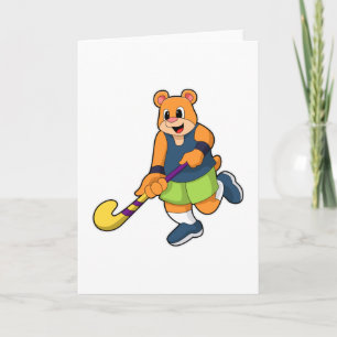 Bär beim Hockey mit Hockeyschläger Karte