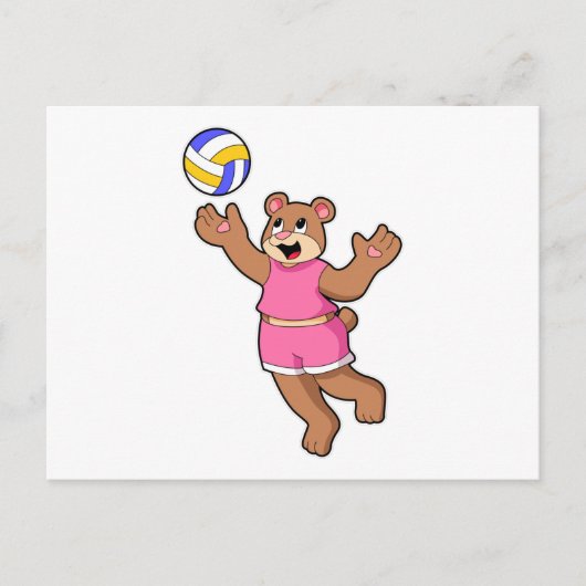 Bär beim Volleyball-Sport Postkarte (Vorderseite)