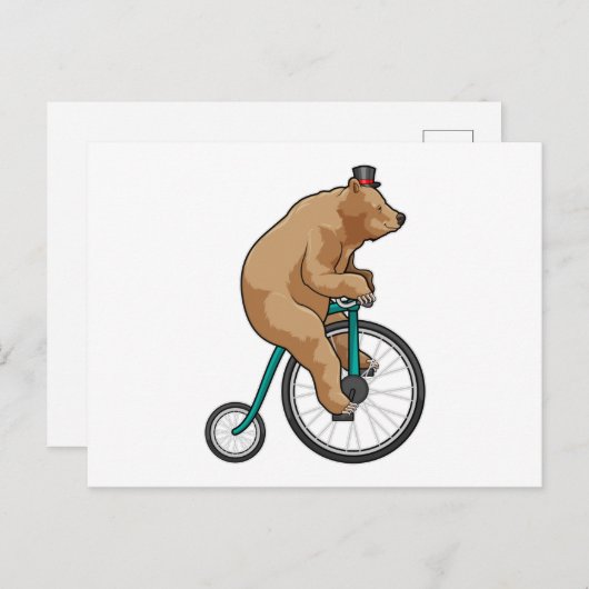 Bär beim Zirkus mit dem Fahrrad Postkarte (Vorne/Hinten)