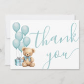 Bär Blau Junge Baby Shower Dankeskarte (Vorderseite)