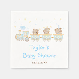 Bär Blau Zug Baby Shower Serviette