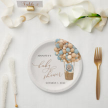 Bär, Blaue Balloons, Heißluftballon, Babydusche