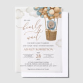 Bär, Blaue Balloons, Heißluftballon, Babydusche Pergament Einladungen (Versetzt)