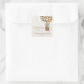 Bär, Blaue Balloons, Heißluftballon, Babydusche Quadratischer Aufkleber (Tasche)