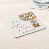 Bär, Blaue Balloons, Heißluftballon, Babydusche Rechteckiger Pappuntersetzer (angewinkelt)