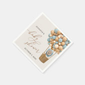 Bär, Blaue Balloons, Heißluftballon, Babydusche Serviette (Ecke)