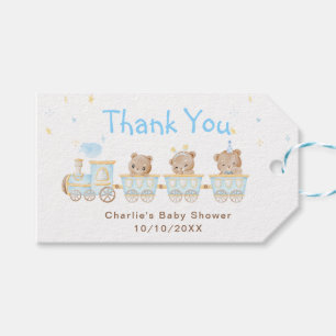 Bär Blauer Zug Baby Shower Danke Geschenkanhänger