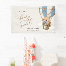 Bär, Blue Hot Air Ballon, Erster Geburtstag Willko