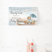 Bär | Blue Umbrella Bearly Wait Boy Baby Dusche Banner (InSitu)