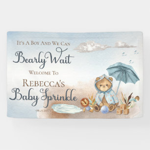 Bär   Blue Umbrella Bearly Wait Boy Baby Sprinkle Banner