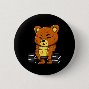 Bär Bodybuilder Bodybuilding Muskel Fitnessstudio Button