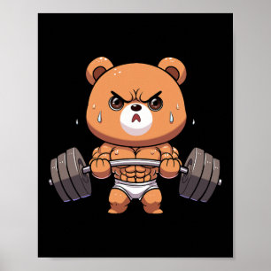 Bär Bodybuilder Bodybuilding Muskel Fitnessstudio Poster