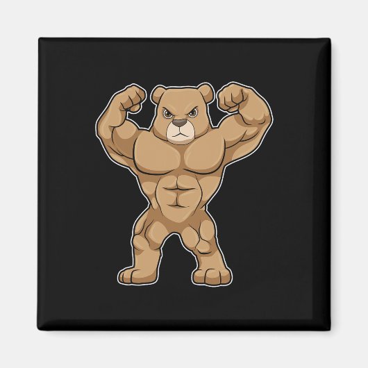 Bär Bodybuilder Bodybuilding Sport Magnet (Vorne)