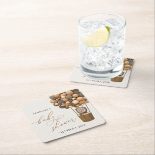 Bär, braune Balloons, Heißluftballon, Babydusche Rechteckiger Pappuntersetzer