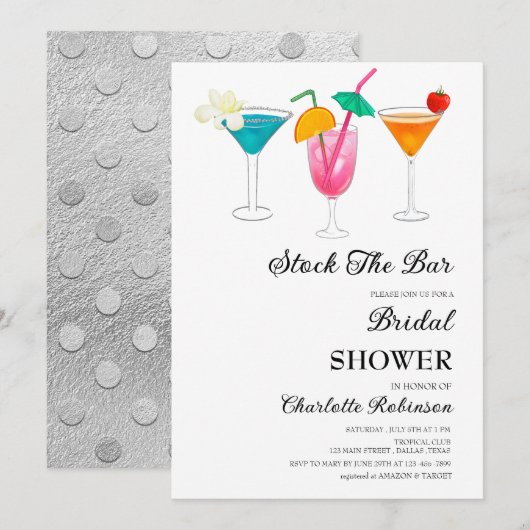 Bar-Brautparty Einladung (Vorne/Hinten)