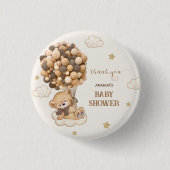 Bär Brown Ballons Babyparty Geschenkteilchen Button (Vorderseite)