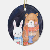 Bär & Bunny Couple Gemeinsam Weihnachten maßgeschn Keramik Ornament (Links)