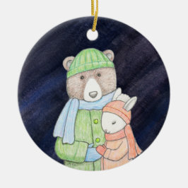 Bär & Bunny Couple Weihnachten zusammen Individuel Keramik Ornament
