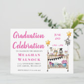 Bar Cart Graduation Party Einladung (Stehend Vorderseite)
